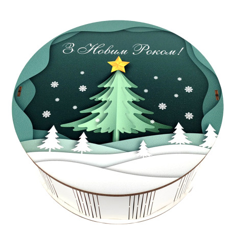 Подарунок №30/14 “Різдвяні ласощі” 1 кг (21х21х9 см, у дерев'яній коробці)