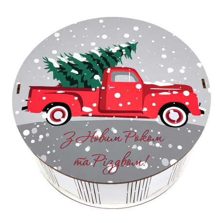 Подарунок №30/23  “Доставка святкового дива” 1 кг (21х21х9 см, у дерев'яній коробці)