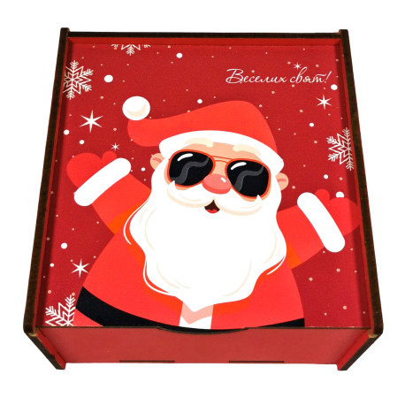 Подарунок №31/4 “Веселий Санта”  540г (15х15х7 см, у дерев'яній коробці)