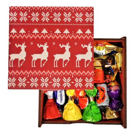 Подарунок №31/9  “Орнамент свята” 540г (15х15х7 см, у дерев'яній коробці)