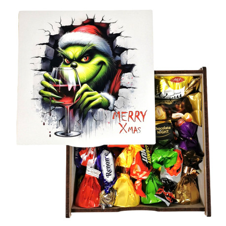 Подарунок №31/11 “Різдво з Грінчем”  540г (15х15х7 см, у дерев'яній коробці)