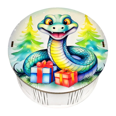 Подарунок №32/10  “Змійка смаколиків”  515г (15х15х7 см, у дерев'яній коробці)