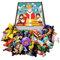 Подарунок №38/2 “Ніч чудес із св.Миколаєм” 1кг (20х20х9см, у дерев'яній коробці)