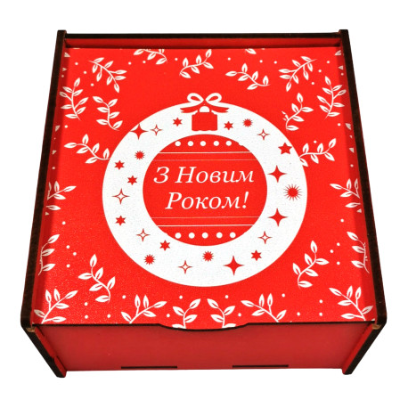 Подарунок №38/3 “Скринька щастя” 1кг (20х20х9см, у дерев'яній коробці)