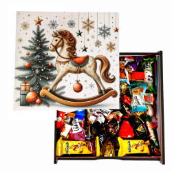 Подарунок №39/1 "Коник чарівного Різдва ” 2кг (25х25х10см, у дерев'яній коробці)