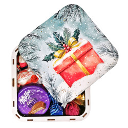 Подарунок №41/2 “Новорічний смаколик ” 415г (15х15х5см, у дерев'яній коробці)