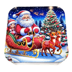 Подарунок  №41/3 “Солодкі пригоди із Сантою ” 415г (15х15х5см, у дерев'яній коробці)