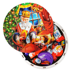 Подарунок №43-1 Milkа & Kinder “Подарунок для чемпіона" 860г (21х21х9 см, у дерев'яній коробці)