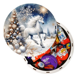 Подарунок №43-1 Milkа & Kinder “Подарунок для чемпіона" 860г (21х21х9 см, у дерев'яній коробці)