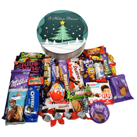 Подарунок №43/12 Milkа & Kinder “Подарунок для чемпіона" 845г (21х21х9 см, у дерев'яній коробці)