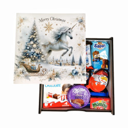 Подарунок №43-2 Milkа & Kinder"Подарунок для чемпіона" 860г (20х20х9см, у дерев'яній коробці)