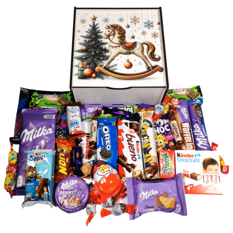 Подарунок №44/4 "Milkа & Kinder" 845г (20х20х9см, у дерев'яній коробці)