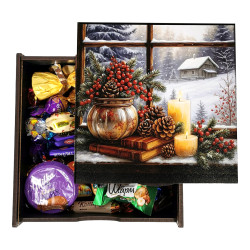 Подарунок №38/7 “Святий вечір” 1кг (20х20х9см, у дерев'яній коробці)