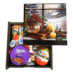 Подарунок №46/14 Kinder “Святий вечір” 450г (15х15х7 см, у дерев'яній коробці)