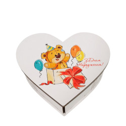 "З Днем народження!" Дерев’яний бокс з солодощами №147, 0,2 кг, (16.5х14.5х6,5 см)