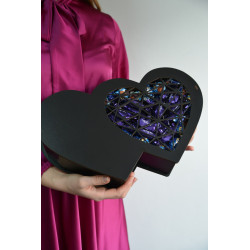 "Два серця" Дерев’яний бокс з солодощами №110, 2 кг, (25х40х9 см)