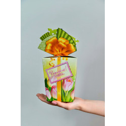 "Вітаю" Картонний бокс з солодощами №138  , 0,5 кг, (15х11,5х9 см)