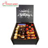 "Happy Birthday" Дерев’яний бокс з солодощами №111, 1,2 кг, (20х20,5х10 см)